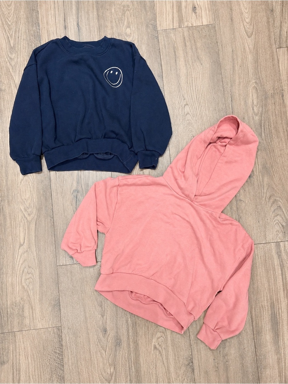 GAP Girls Sweatshirt Bundle - Pink Hoodie & Navy Smiley Sweatshirt Set